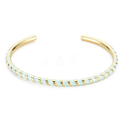 Twisted Brass Enamel Cuff Bangle BJEW-T020-02H-NF-1