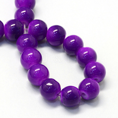 Baking Paint Glass Round Bead Strands DGLA-Q020-8mm-34-1