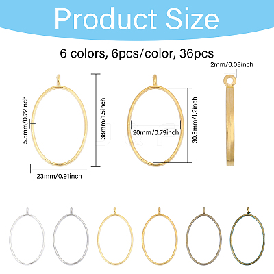 36Pcs 6 Colors Alloy Hollow Geometric Open Back Bezel FIND-CA0010-67-1