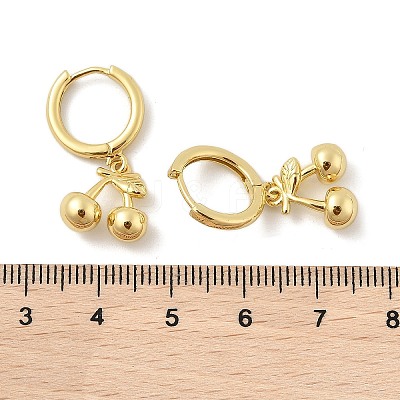 Brass Cherry Hoop Earrings EJEW-M077-19G-02-1