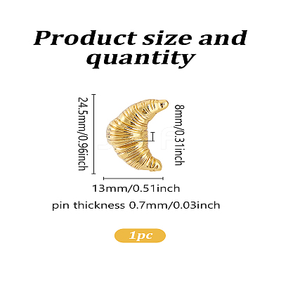 1Pc Alloy Croissant Brooch Pin JEWB-LP0005-14G-1