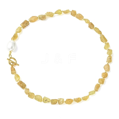 Raw Rough Natural Yellow Apatite Necklaces NJEW-JN06638-1