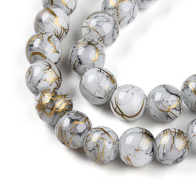 Baking Paint Glass Beads Strands DGLA-N003-8mm-B01-1