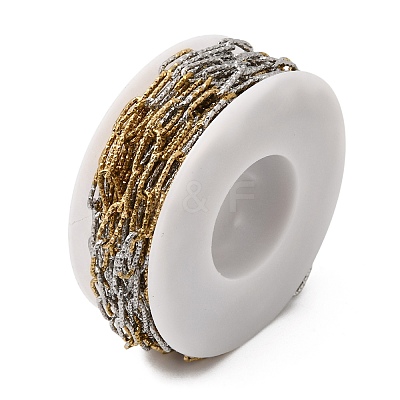 Two Tone 304 Stainless Steel Textured Paperclip Chains CHS-P029-01A-1