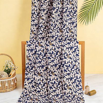 Japanese-style Cotton Sakura Pattern Fabric for Clothing & Decor DIY-WH0622-738-1