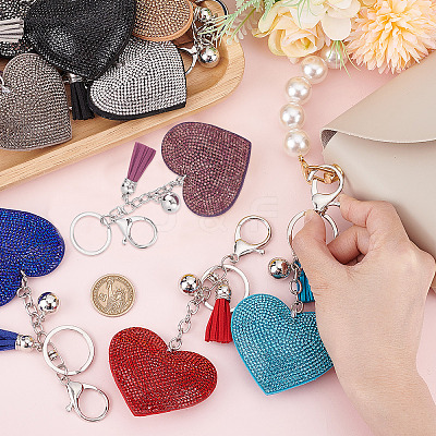 9pcs 9 style Valentine's Day Full Resin Rhinestone Pendant Keychain KEYC-CP0001-10-1