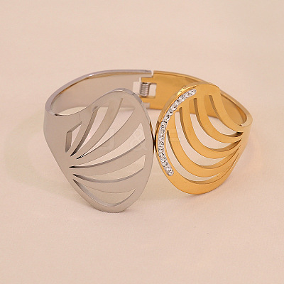 304 Stainless Steel Micro Pave Rhinestone Hinged Bangles for Women FS-WGF6FE8-01-1