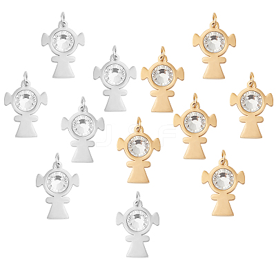 12Pcs 2 Colors 201 Stainless Steel Pendants STAS-DC0006-33-1