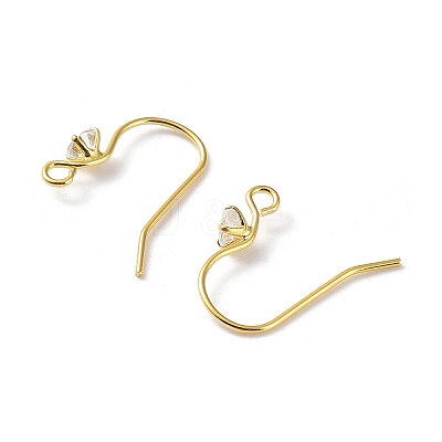 925 Sterling Silver with Clear Cubic Zirconia Earring Hooks STER-G036-16G-1