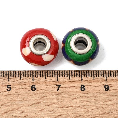 Handmade Polymer Clay Large Hole Rondelle European Beads LPDL-L003-01-1