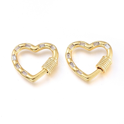 Brass Micro Pave Cubic Zirconia Screw Carabiner Lock Charms KK-M206-11G-01-1