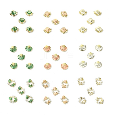 45Pcs 9 Styles Alloy Enamel Shell Shape Cabochons MRMJ-CJ0001-39-1