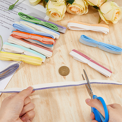 12Pcs 12 Colors Polyester Book Headbands OCOR-FH0001-34-1