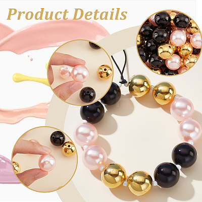 60Pcs 3 Colors Resin Imitation Pearl Beads RESI-PH0001-95-1