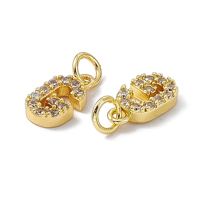 Real 18K Gold Plated Brass Micro Pave Clear Cubic Zirconia Charms KK-E068-VB452-G-1