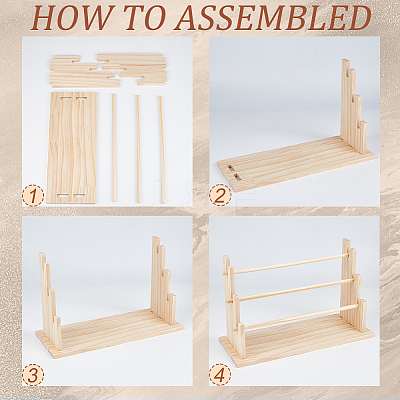 3-Tier Wood Bracelet Organizer Display Stands ODIS-WH0043-316-1