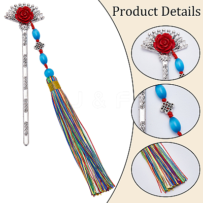 4Pcs 2 Style Alloy Bookmarks AJEW-GF0007-98-1