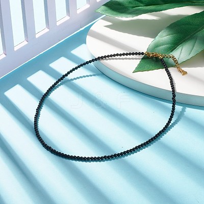 Natural Dyed & Heated Black Agate Beaded Necklaces for Women NJEW-JN03789-06-1