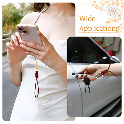 10Pcs 2 Colors Eco-Friendly Korean Waxed Polyester Cord Keychains KEYC-TA00034-1