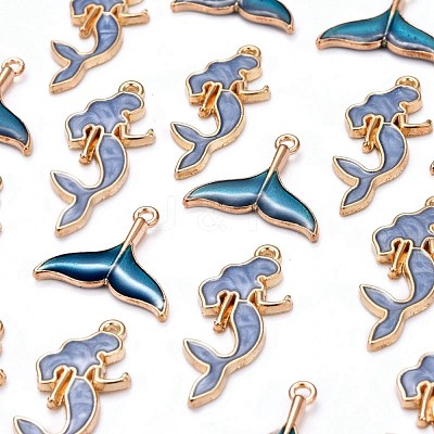 50Pcs 2 Style Alloy Enamel Pendants ENAM-LS0001-10LG-1