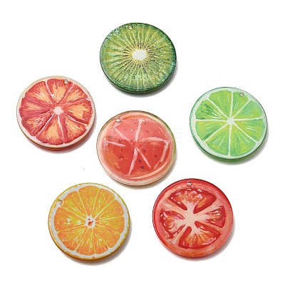 Transparent Printed Acrylic Pendants OACR-P033-06-1