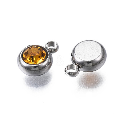 201 Stainless Steel Rhinestone Charms STAS-S068-18-1