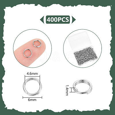 400Pcs 304 Stainless Steel Split Rings FIND-UN0016-08-1