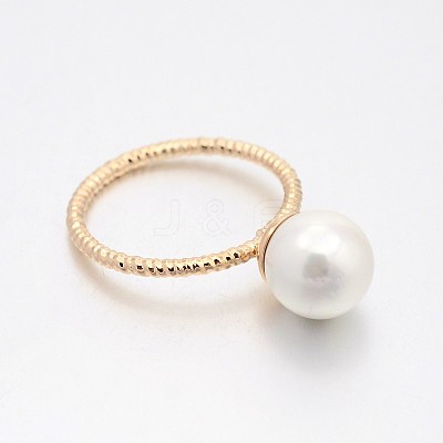 Brass Acrylic Pearl Finger Rings for Wedding Jewelry RJEW-J061-RG-1