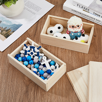 Rectangle Unfinished Wood Gift Storage Box CON-WH0094-38A-1