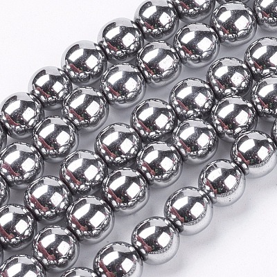 Non-Magnetic Synthetic Hematite Beads Strands X-G-S096-8mm-3-1