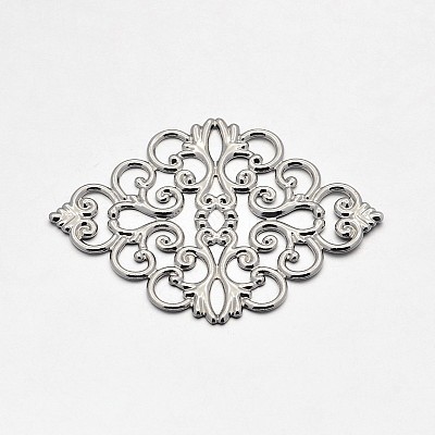 Brass Rhombus Filigree Findings KK-L056-02P-1