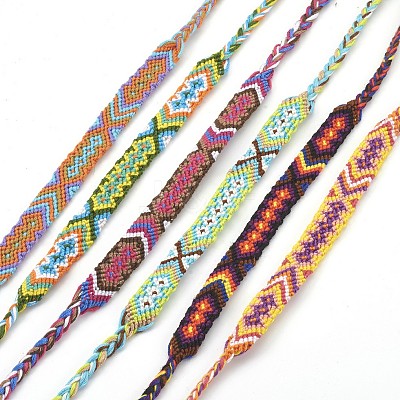 Adjustable Cotton Braided Cord Bracelets BJEW-A110-M-1