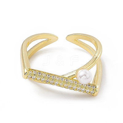 Rack Plating Eco-Friendly Brass Micro Pave Clear Cubic Zirconia Rings RJEW-B025-02G-1