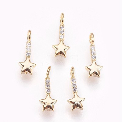 Brass Micro Pave Cubic Zirconia Charms KK-P157-06G-NF-1