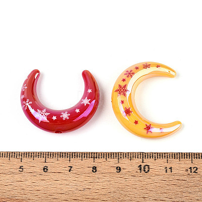 Christmas UV Plating Printed Opaque Acrylic Beads MACR-N018-07-1