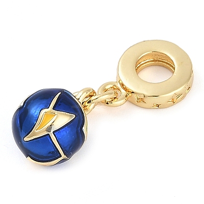 Rack Plating Brass Enamel Sports European Dangle Charms KK-P287-35D-G-1