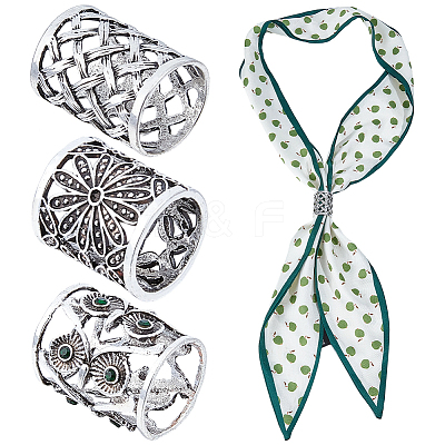 3Pcs 3 Styles Alloy Scarf Clips AJEW-CY0002-62-1