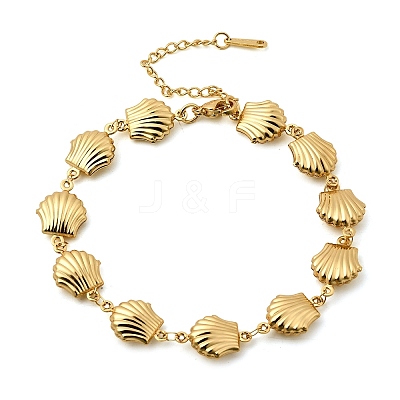 Beach 304 Stainless Steel Shell Sea Animals Link Chain Bracelets BJEW-D359-15A-G-1