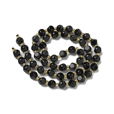 Natural Black Onyx(Dyed & Heated) Beads Strands G-K387-A03-01-1