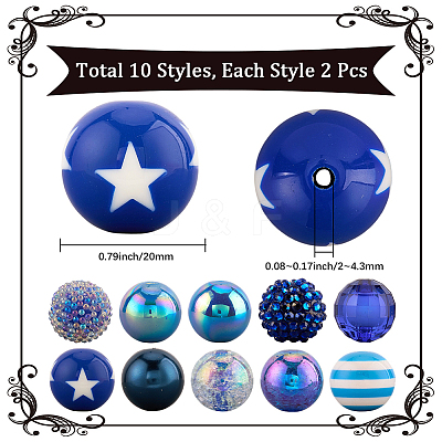 20Pcs 10 Styles Acrylic & Resin Beads Sets DIY-PA0001-02C-1