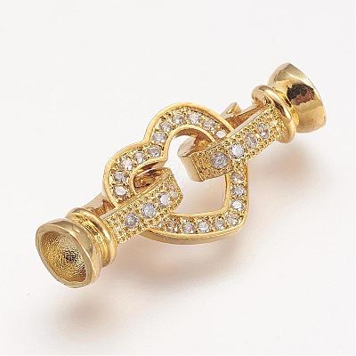 Brass Micro Pave Cubic Zirconia Fold Over Clasps ZIRC-F047-18G-1