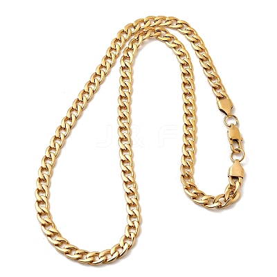 6MM 304 Stainless Steel Cuban Link Chain Necklaces for Women Men NJEW-B134-01A-G-1