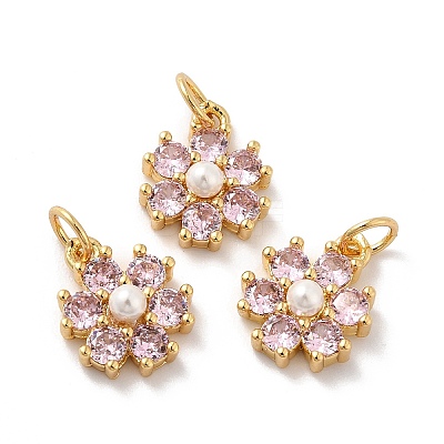 Rack Plating Brass Micro Pave Cubic Zirconia Charms KK-A160-22G-G-1