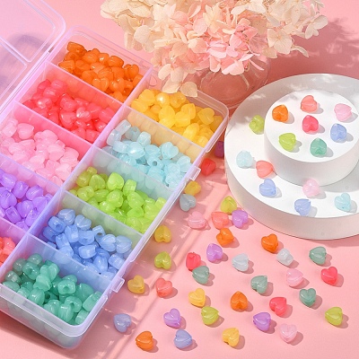 600Pcs 10 Colors Imitation Jelly Acrylic Beads MACR-YW0001-82-1