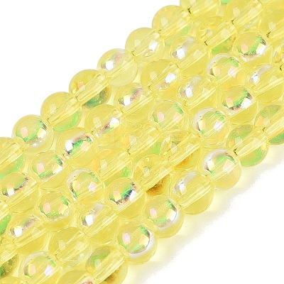 Electroplate Transparent Glass Beads Strands EGLA-Q132-4MM-A19-1