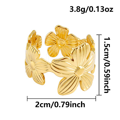 304 Stainless Steel Cuff Open Rings for Women LS-KF1172-2-1