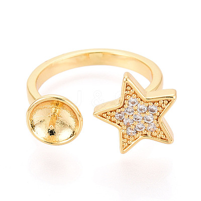 Star Brass Micro Pave Cubic Zirconia Cup Peg Ring Settings LS-KK-N274-06G-1