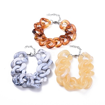 Imitation Gemstone Style Acrylic Bracelets BJEW-JB04583-1