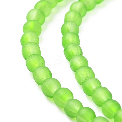 Baking Paint Frosted Glass Bead Strands GGB4MMY-DKM-1