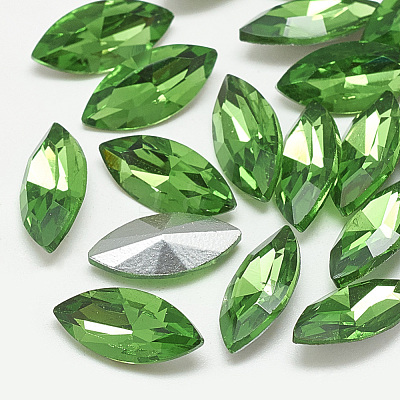 Pointed Back Glass Rhinestone Cabochons RGLA-T083-6x12mm-20-1